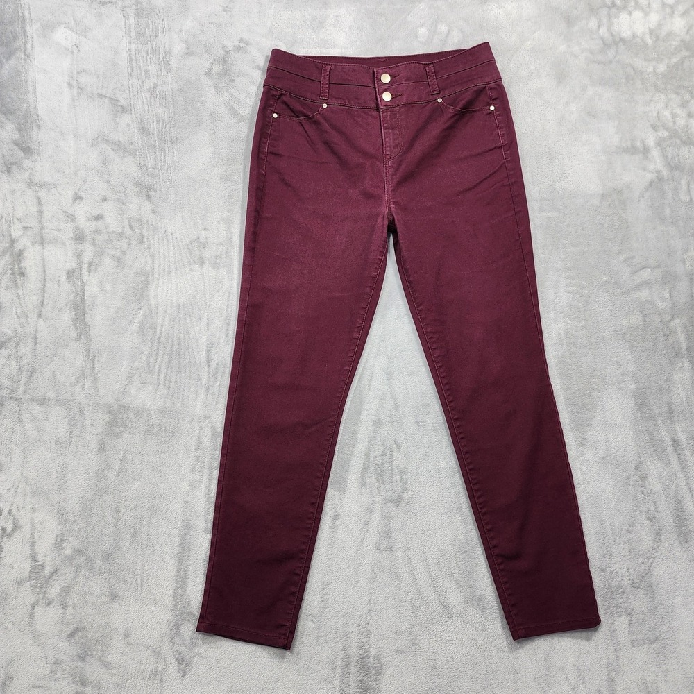 Tinseltown Jeans Womens 13 Juniors Red Burgundy Mid Rise Skinny Stretch Denim